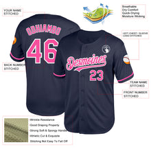 Load image into Gallery viewer, Custom Navy Pink-White Mesh Authentic Throwback Baseball Jersey
