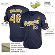 Загрузить изображение в средство просмотра галереи, Custom Navy Old Gold-White Mesh Authentic Throwback Baseball Jersey
