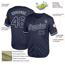 Загрузить изображение в средство просмотра галереи, Custom Navy Gray Mesh Authentic Throwback Baseball Jersey
