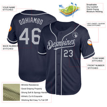 Загрузить изображение в средство просмотра галереи, Custom Navy Gray Mesh Authentic Throwback Baseball Jersey
