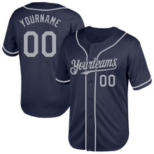 Загрузить изображение в средство просмотра галереи, Custom Navy Gray Mesh Authentic Throwback Baseball Jersey
