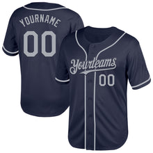 Load image into Gallery viewer, Custom Navy Gray Mesh Authentic Throwback Baseball Jersey
