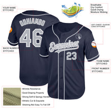 Загрузить изображение в средство просмотра галереи, Custom Navy Gray-White Mesh Authentic Throwback Baseball Jersey
