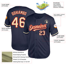 Загрузить изображение в средство просмотра галереи, Custom Navy Cream-Red Mesh Authentic Throwback Baseball Jersey

