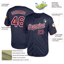 Load image into Gallery viewer, Custom Navy Crimson-White Mesh Authentic Throwback Baseball Jersey
