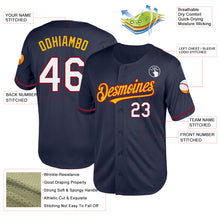 Laden Sie das Bild in den Galerie-Viewer, Custom Navy Crimson-Gold Mesh Authentic Throwback Baseball Jersey
