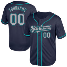 Laden Sie das Bild in den Galerie-Viewer, Custom Navy Gray-Teal Mesh Authentic Throwback Baseball Jersey
