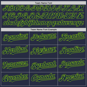 Custom Navy Neon Green Mesh Authentic Throwback Baseball Jersey