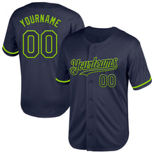 Load image into Gallery viewer, Custom Navy Neon Green Mesh Authentic Throwback Baseball Jersey
