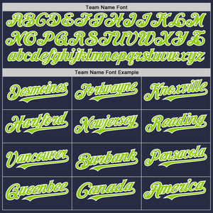 Custom Navy Neon Green-White Mesh Authentic Throwback Baseball Jersey