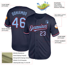 Загрузить изображение в средство просмотра галереи, Custom Navy Light Blue-Red Mesh Authentic Throwback Baseball Jersey
