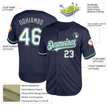 Charger l&#39;image dans la galerie, Custom Navy Kelly Green-Gray Mesh Authentic Throwback Baseball Jersey
