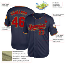 Загрузить изображение в средство просмотра галереи, Custom Navy Red-Old Gold Mesh Authentic Throwback Baseball Jersey
