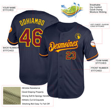 Laden Sie das Bild in den Galerie-Viewer, Custom Navy Crimson-Yellow Mesh Authentic Throwback Baseball Jersey
