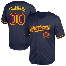 Laden Sie das Bild in den Galerie-Viewer, Custom Navy Crimson-Yellow Mesh Authentic Throwback Baseball Jersey

