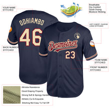 Загрузить изображение в средство просмотра галереи, Custom Navy City Cream-Crimson Mesh Authentic Throwback Baseball Jersey

