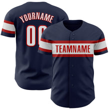 Charger l&#39;image dans la galerie, Custom Navy White-Red Authentic Baseball Jersey
