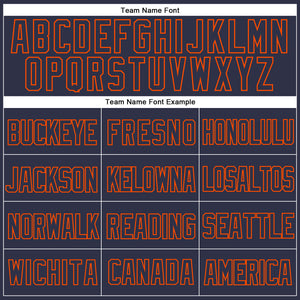 Custom Navy Orange Mesh Authentic Throwback Baseball Jersey
