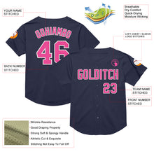 Загрузить изображение в средство просмотра галереи, Custom Navy Pink-White Mesh Authentic Throwback Baseball Jersey

