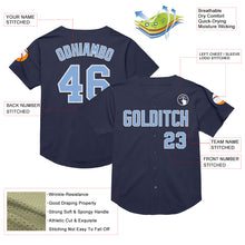 Laden Sie das Bild in den Galerie-Viewer, Custom Navy Light Blue-White Mesh Authentic Throwback Baseball Jersey
