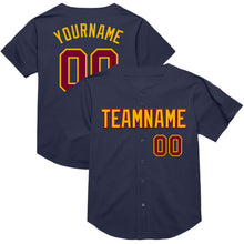 Загрузить изображение в средство просмотра галереи, Custom Navy Maroon-Gold Mesh Authentic Throwback Baseball Jersey
