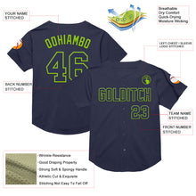 Загрузить изображение в средство просмотра галереи, Custom Navy Neon Green Mesh Authentic Throwback Baseball Jersey
