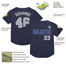 Загрузить изображение в средство просмотра галереи, Custom Navy Gray-Royal Mesh Authentic Throwback Baseball Jersey

