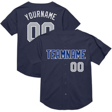 Загрузить изображение в средство просмотра галереи, Custom Navy Gray-Royal Mesh Authentic Throwback Baseball Jersey
