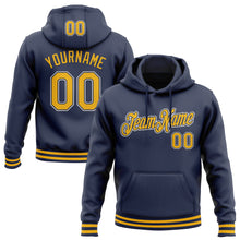 Load image into Gallery viewer, Custom Stitched Navy Gold-White Sports Pullover Sweatshirt Hoodie
