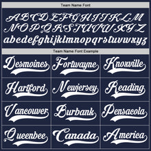 Load image into Gallery viewer, Custom Navy White Hockey Lace Neck Jersey
