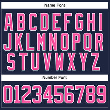 Laden Sie das Bild in den Galerie-Viewer, Custom Navy Pink-White Hockey Lace Neck Jersey
