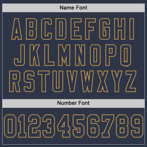 Custom Navy Old Gold Mesh Authentic Throwback Football Jersey