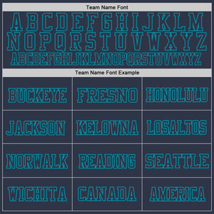 Custom Navy Teal Mesh Authentic Throwback Football Jersey