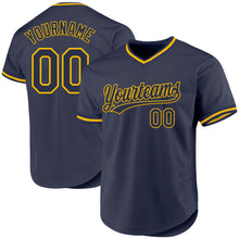 Laden Sie das Bild in den Galerie-Viewer, Custom Navy Gold Authentic Throwback Baseball Jersey
