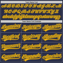 Laden Sie das Bild in den Galerie-Viewer, Custom Navy Gold Authentic Throwback Baseball Jersey
