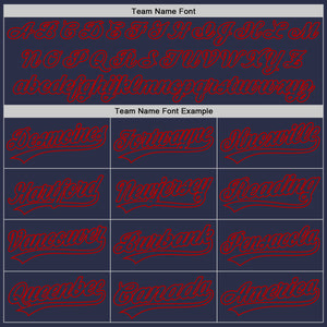 Custom Navy Red Authentic Throwback Baseball Jersey