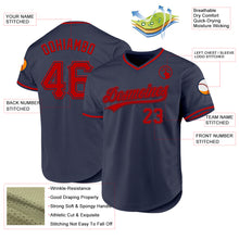 Laden Sie das Bild in den Galerie-Viewer, Custom Navy Red Authentic Throwback Baseball Jersey
