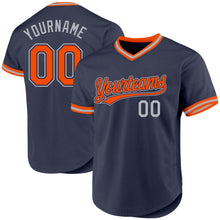Laden Sie das Bild in den Galerie-Viewer, Custom Navy Orange-Gray Authentic Throwback Baseball Jersey
