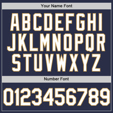 Load image into Gallery viewer, Custom Navy White-Old Gold Authentic Throwback Baseball Jersey
