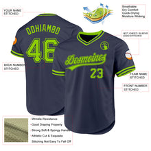 Laden Sie das Bild in den Galerie-Viewer, Custom Navy Neon Green Authentic Throwback Baseball Jersey
