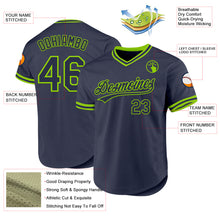 Laden Sie das Bild in den Galerie-Viewer, Custom Navy Neon Green Authentic Throwback Baseball Jersey
