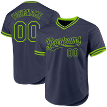 Laden Sie das Bild in den Galerie-Viewer, Custom Navy Neon Green Authentic Throwback Baseball Jersey
