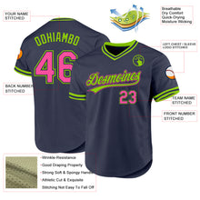 Laden Sie das Bild in den Galerie-Viewer, Custom Navy Pink-Neon Green Authentic Throwback Baseball Jersey
