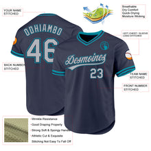 Laden Sie das Bild in den Galerie-Viewer, Custom Navy Gray-Teal Authentic Throwback Baseball Jersey

