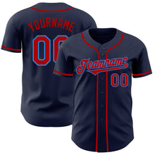 Load image into Gallery viewer, Custom Navy Red-Powder Blue Authentic Baseball Jersey
