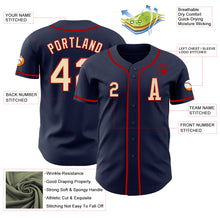Load image into Gallery viewer, Custom Navy Cream-Red Authentic Baseball Jersey
