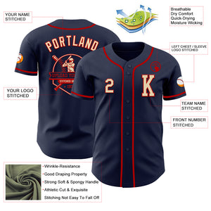Custom Navy Cream-Red Authentic Baseball Jersey