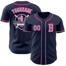 Загрузить изображение в средство просмотра галереи, Custom Navy Pink-White Authentic Baseball Jersey
