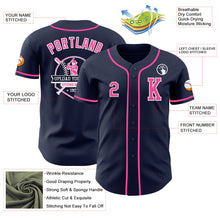 Загрузить изображение в средство просмотра галереи, Custom Navy Pink-White Authentic Baseball Jersey
