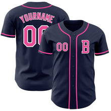 Загрузить изображение в средство просмотра галереи, Custom Navy Pink-White Authentic Baseball Jersey
